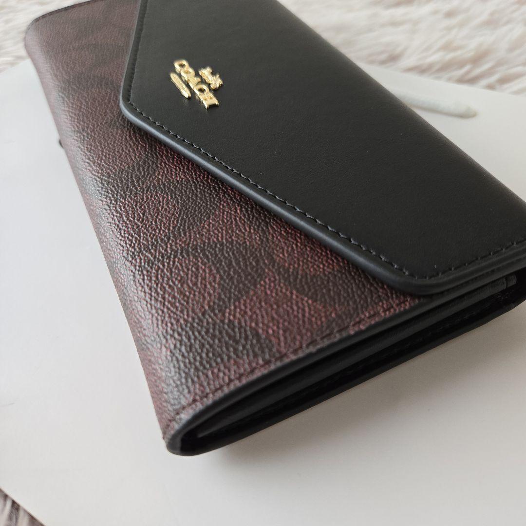 【残り1点！】COACH コーチ 長財布 エンベロープ シグネチャー 新作 茶色