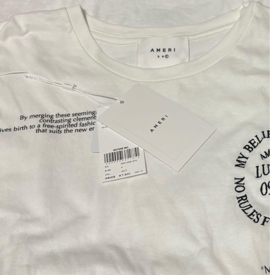 AMERI アメリ 半袖 Tシャツ MESSAGE PRINT TEE ブラック