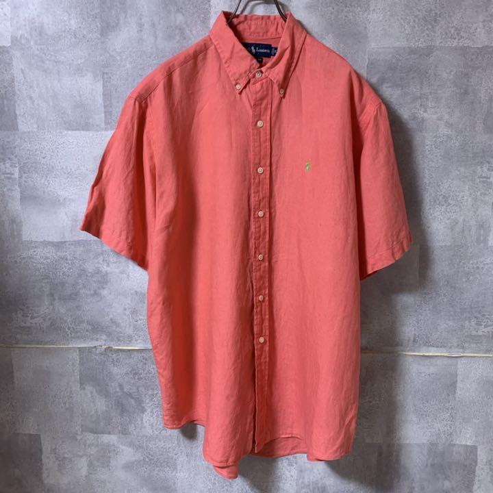 超激得安い ラルフローレン 刺繍ロゴ サーモンピンク X514J-m24425499547 半袖シャツ BDシャツ お得超激得