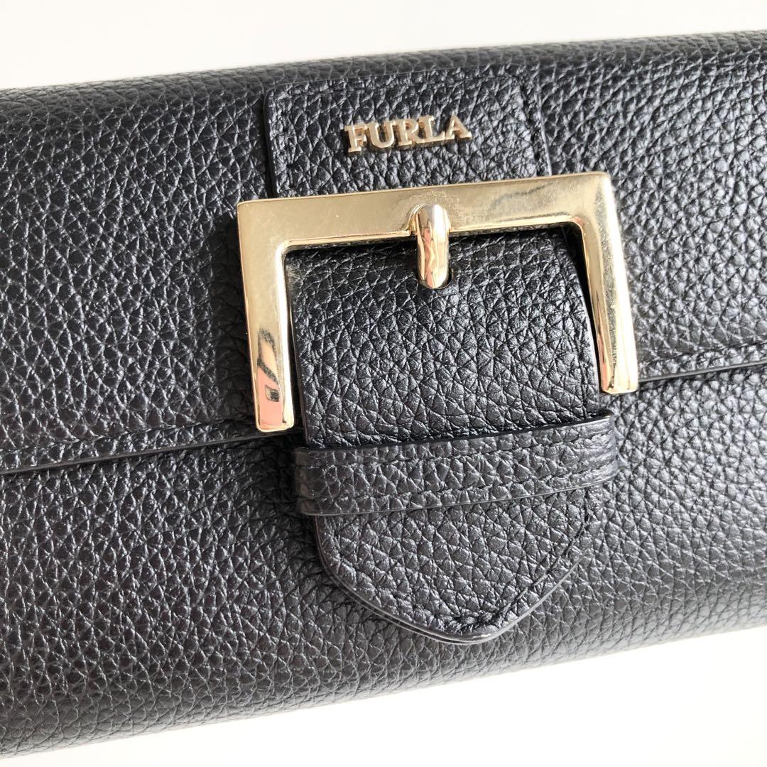 新品保管✨FURLA フルラ 長財布 レザー バックル　ブラック