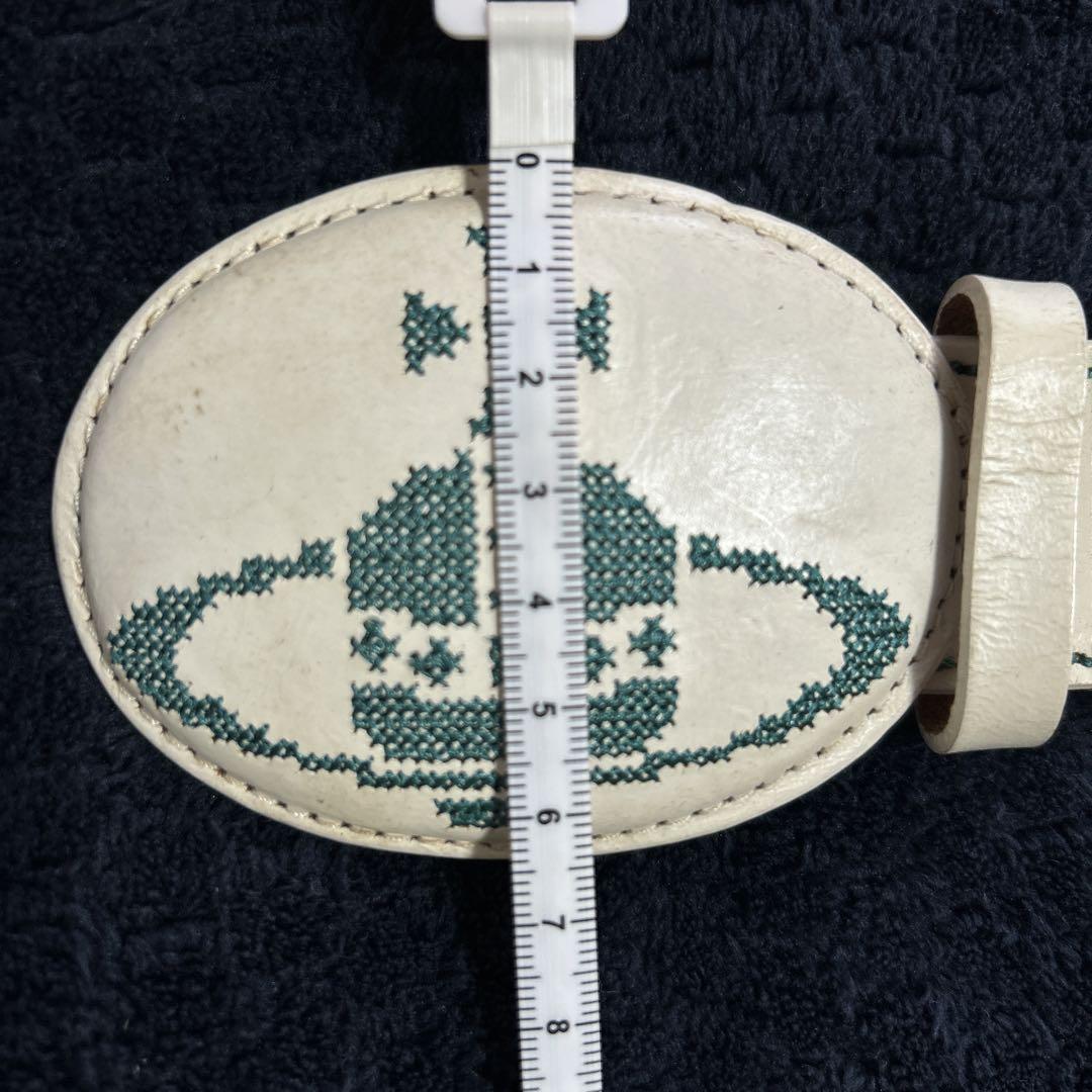 入手困難⭐︎【ヴィヴィアンウエストウッド】オーブ刺繍ホワイトレザーベルト