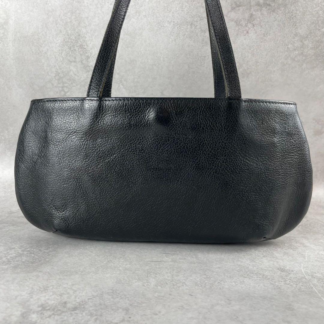 現行 美品✨ イルビゾンテ ロゴ型押し ハンドバッグ　ミニバッグ 黒 本革