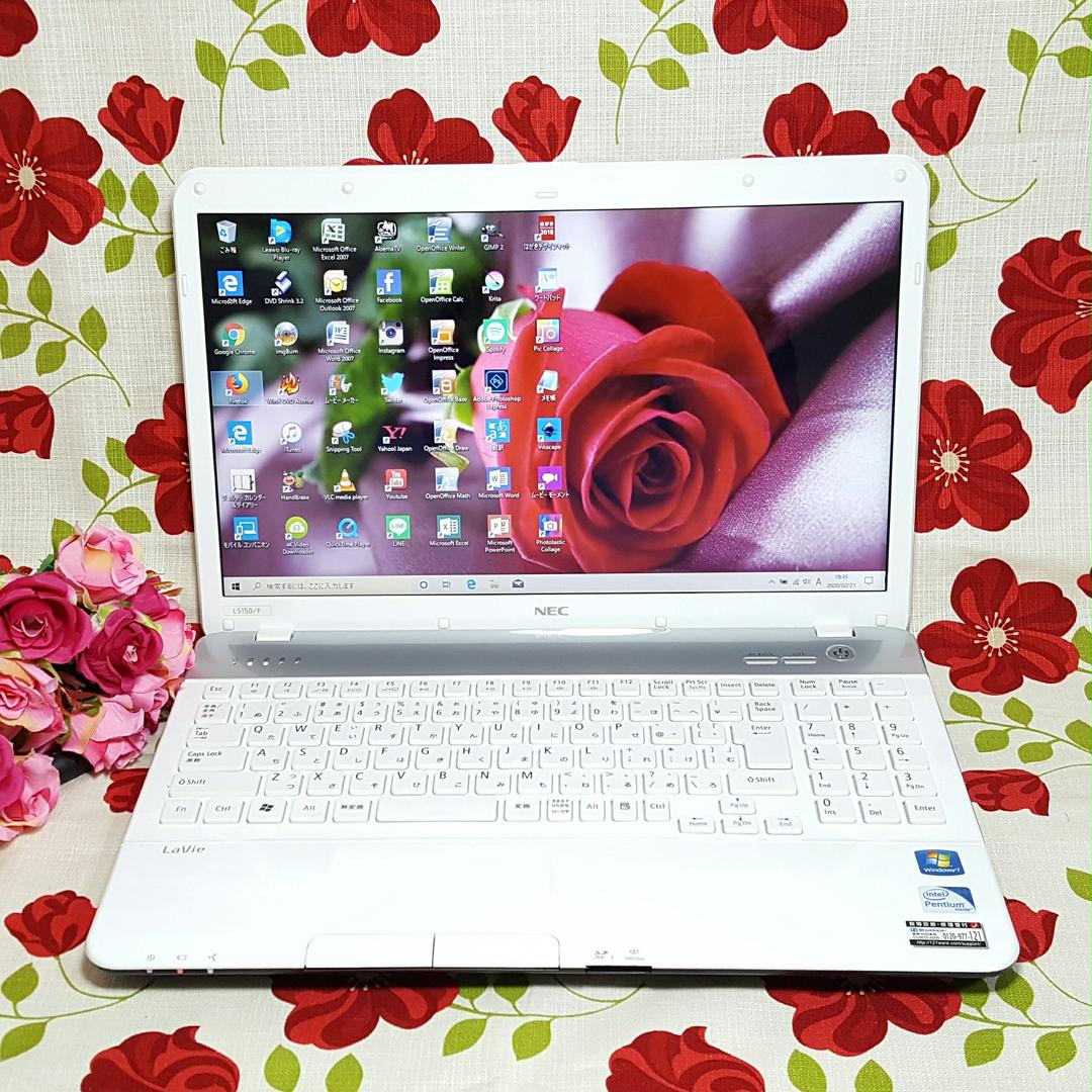 Win10/ホワイト/NEC/LaVie/Wi-Fi/高速メモリ4G/オフィス