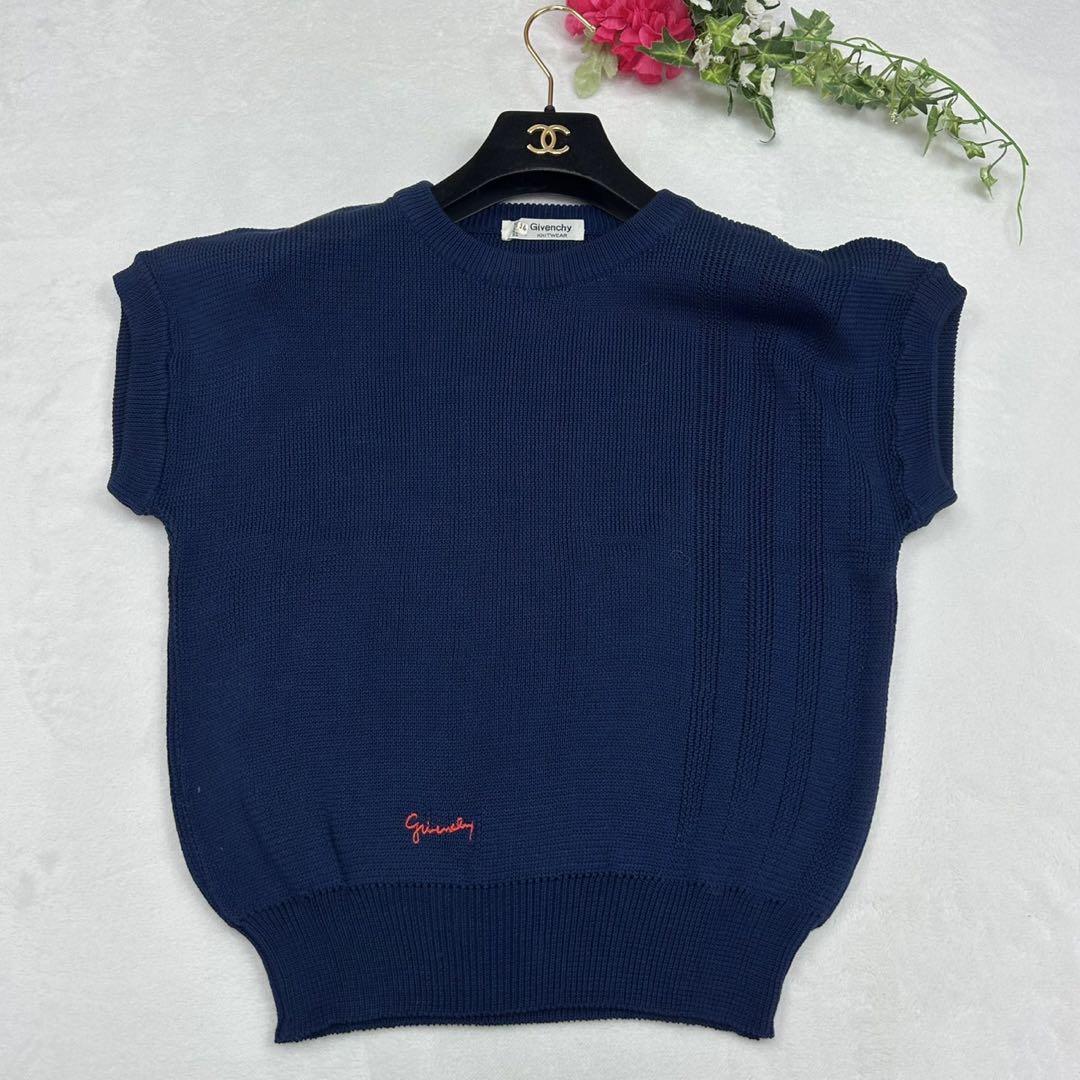 E818 XS 34 ジバンシー ヴィンテージ ロゴ刺繍 ニット レディース