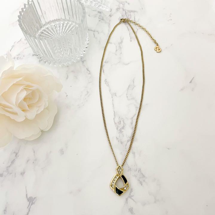 100%新品 Christian ストーン ブラック ネックレス 1IU7i-m24444853480 Dior ゴールド 新品2022
