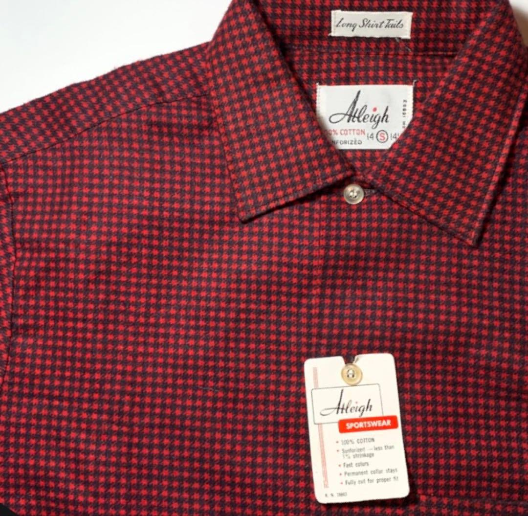 デッドストック 60s Atleigh 赤黒 プリントネルシャツ プリネル デッドストック 60s Atleigh 赤黒 プリントネルシャツ プリネル