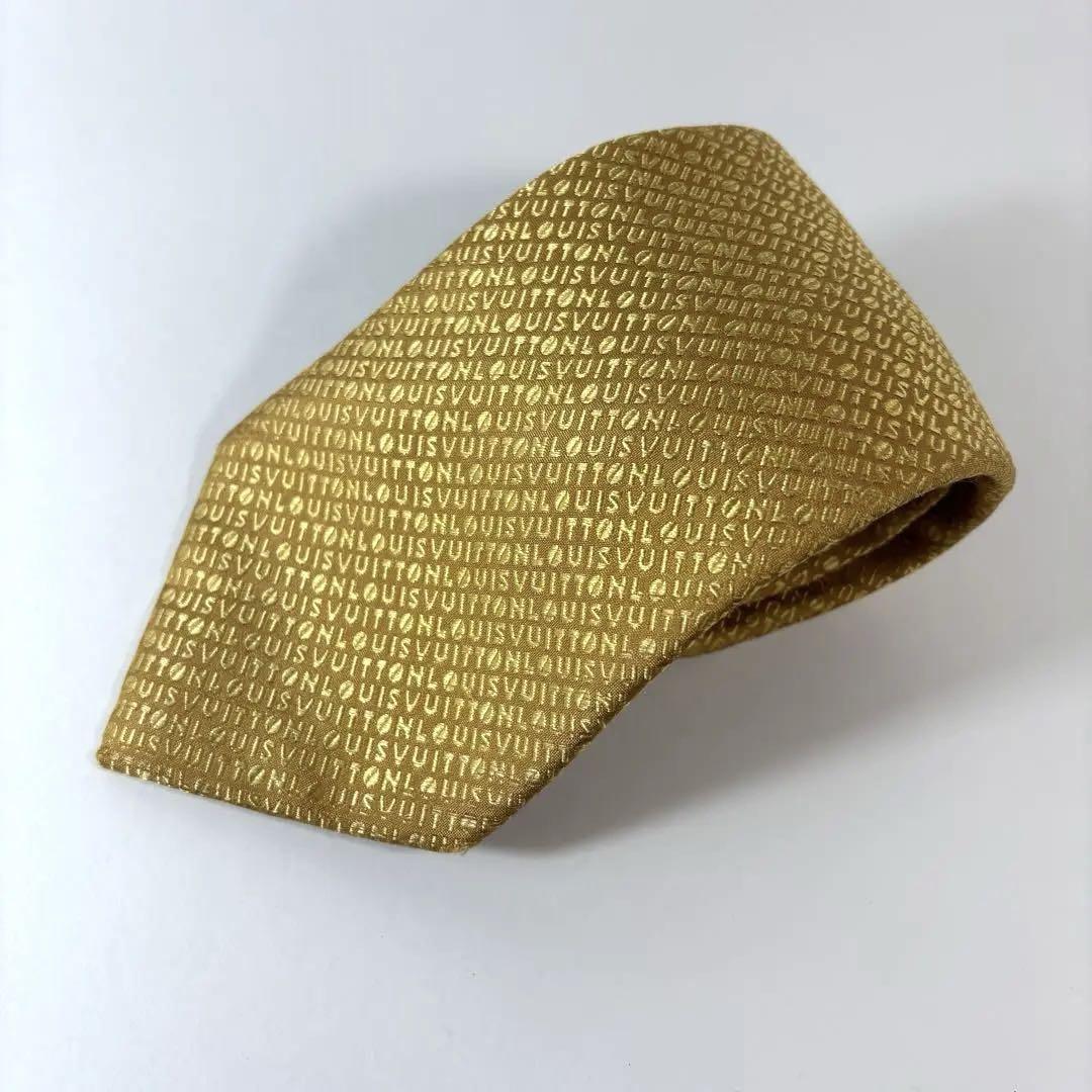 Louis Vuitton ゴールド ネクタイ　ルイヴィトン　ロゴ