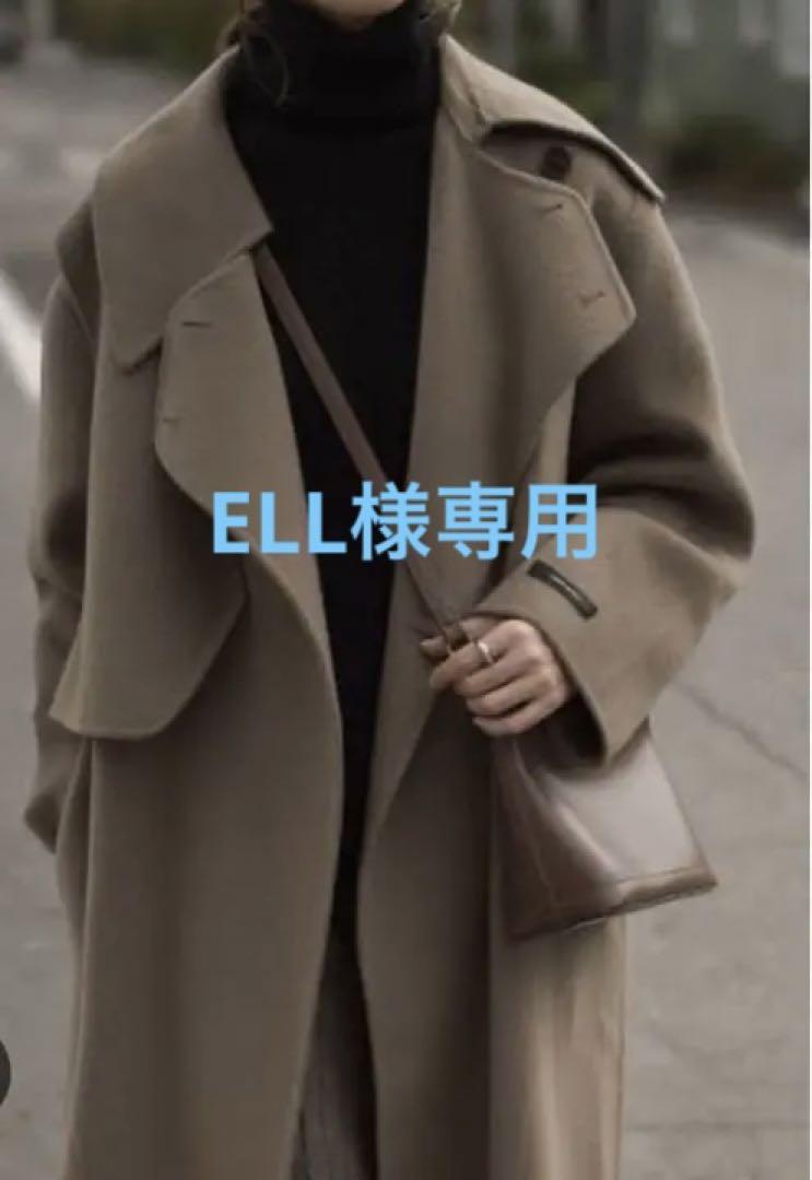 ELLさま専用　coat-02030 　ウールトレンチコート　リバー仕立て　モカ