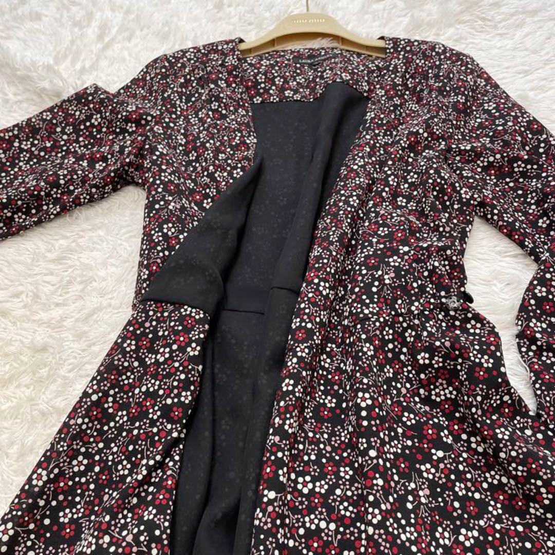 美品♡ ローラアシュレイ ロングワンピース Aライン 花柄 総柄 黒 長袖