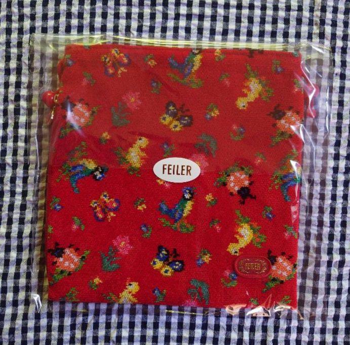 【日本製】 ハイジ FEILER 巾着 未開封 WEB限定品 レッド 赤 大サイズ バッグ