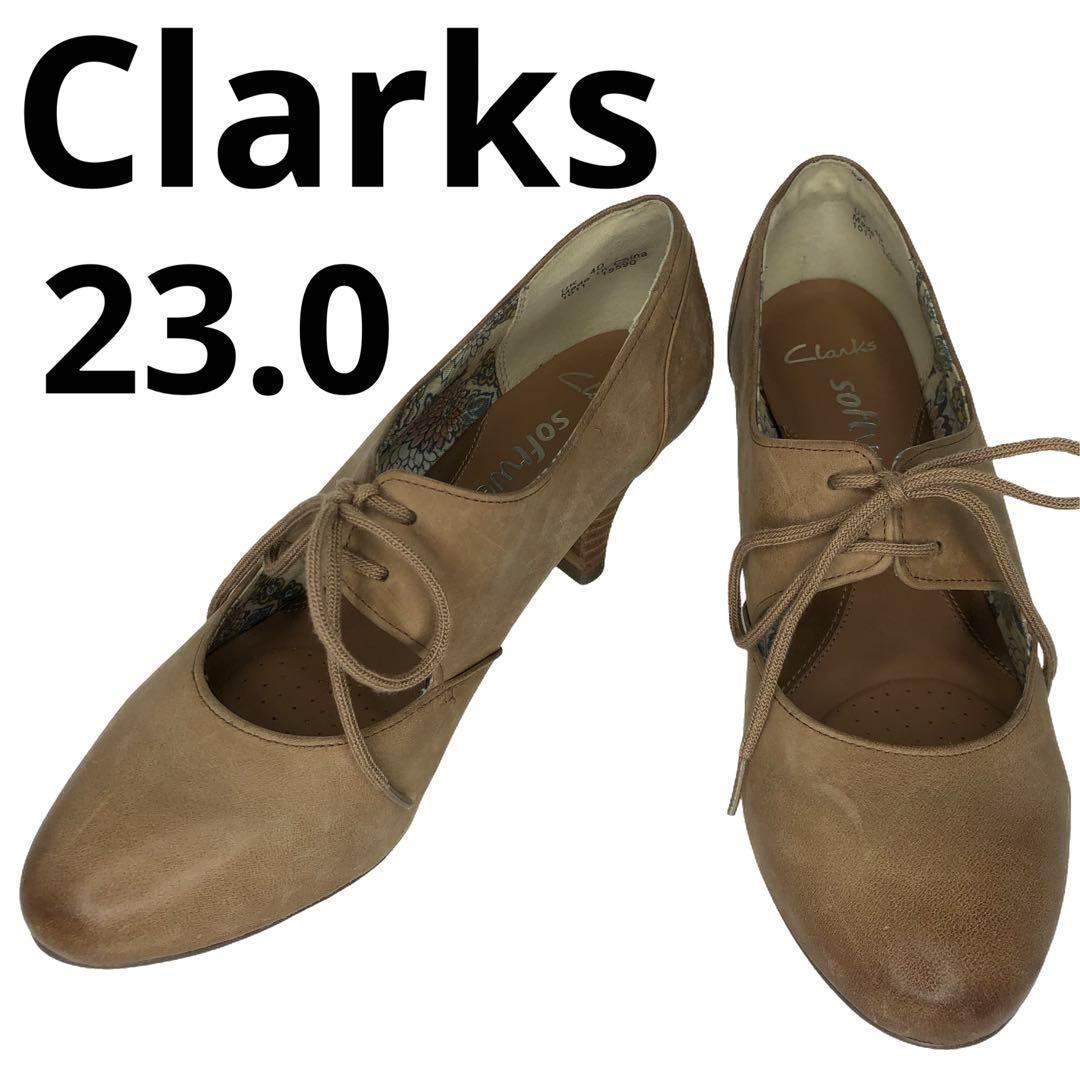 Clarks クラークス　レースアップパンプス　ブラウン　23cm