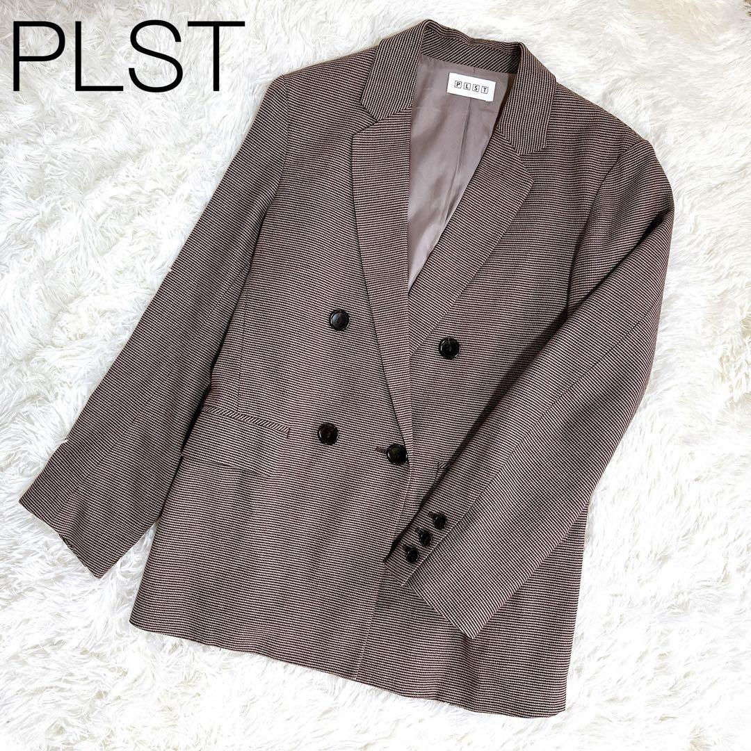 極美品 プラステ PLST ダブル デーラード ジャケット ブラウン チェック
