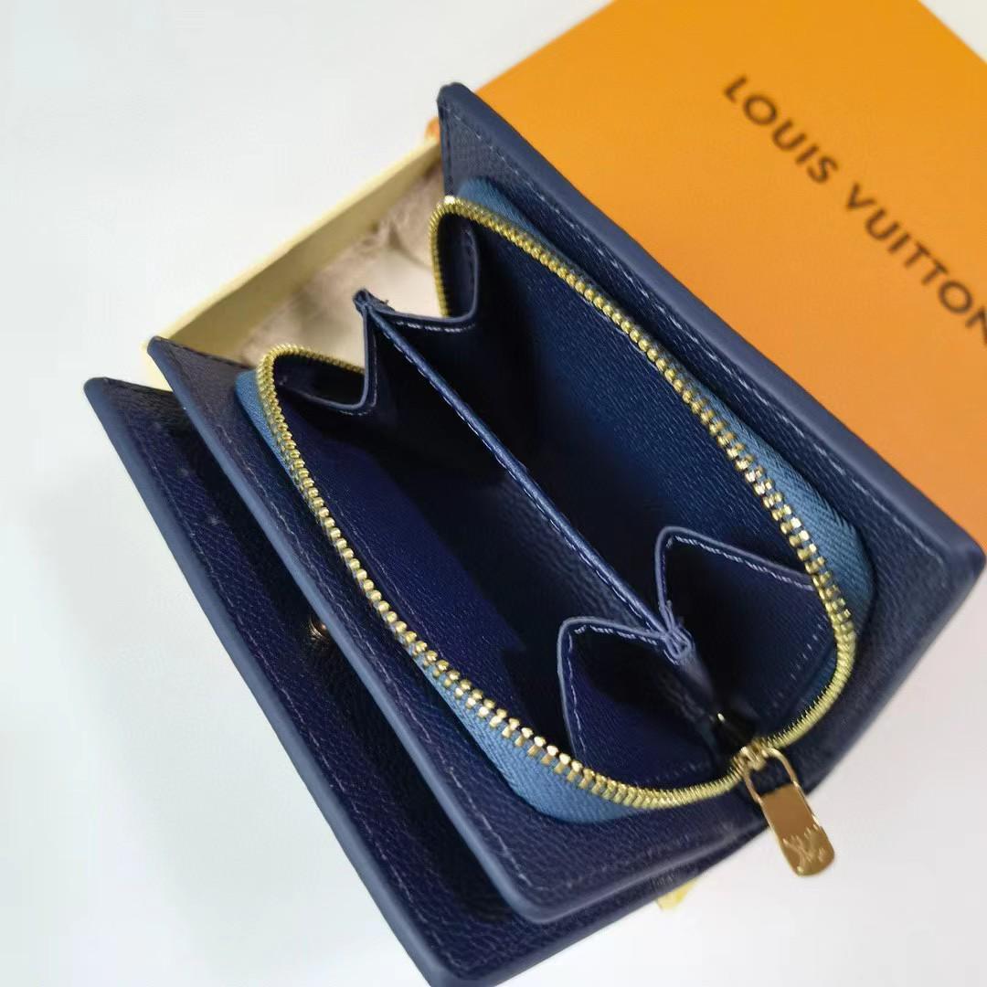 LOUIS VUITTON 二つ折り財布 ネイビー - メルカリ
