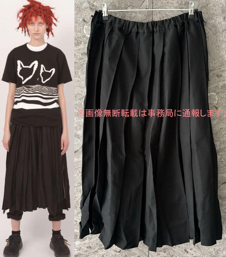 24AW ブラック コムデギャルソン ポリ縮絨 サイドジップ プリーツ スカート 24AW ブラック コムデギャルソン ポリ縮絨 サイドジップ プリーツ スカート