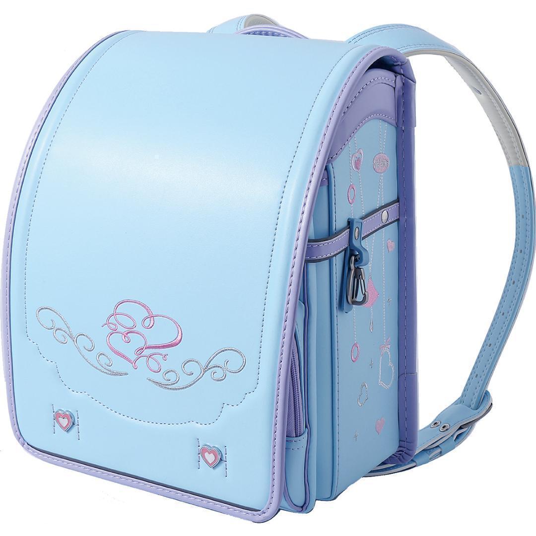 ★新品未使用★ランドセル ブルー 刺繍 ハート 女の子 軽量