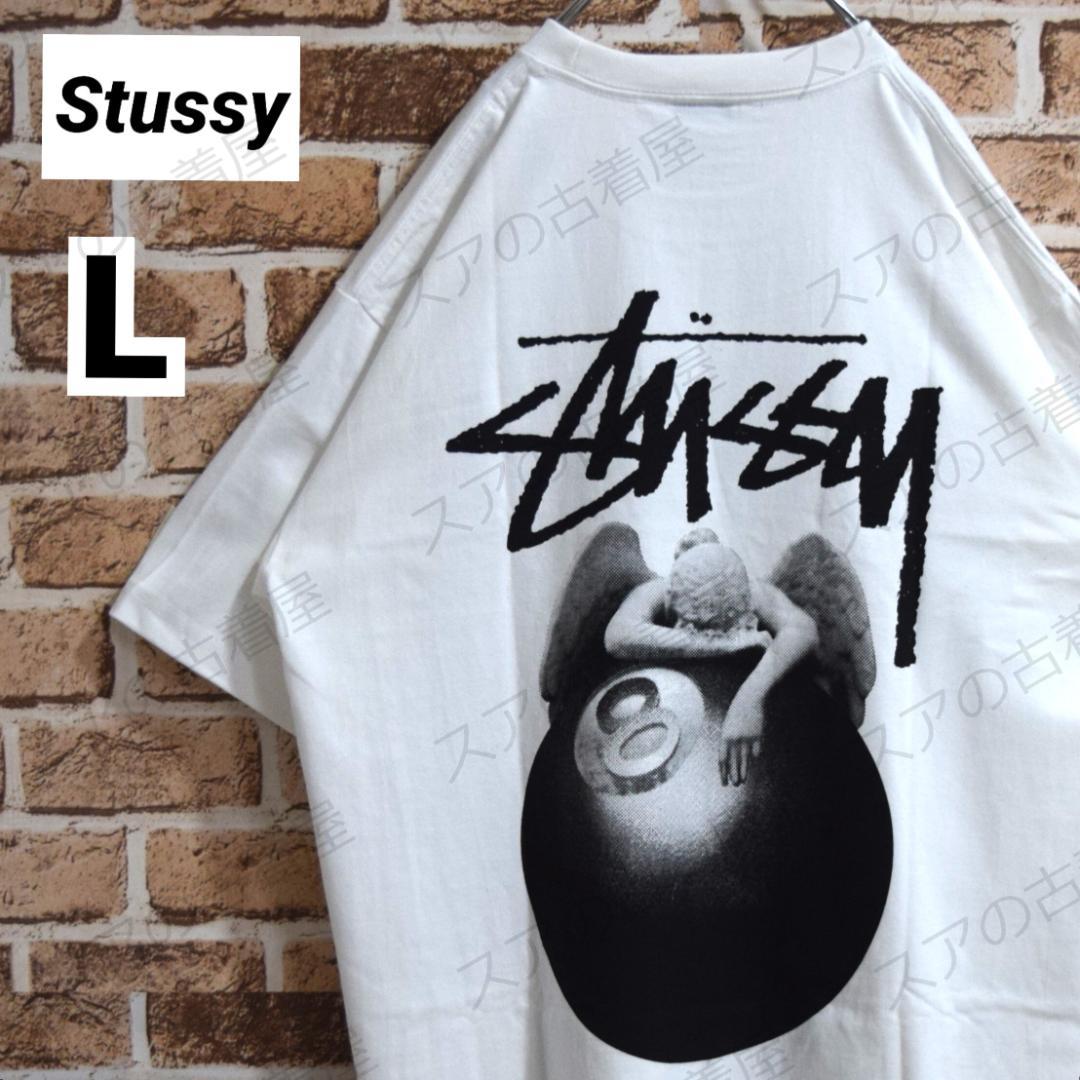 《ステューシー》正規・新品タグ　8ボール&天使　白　L　Tシャツ