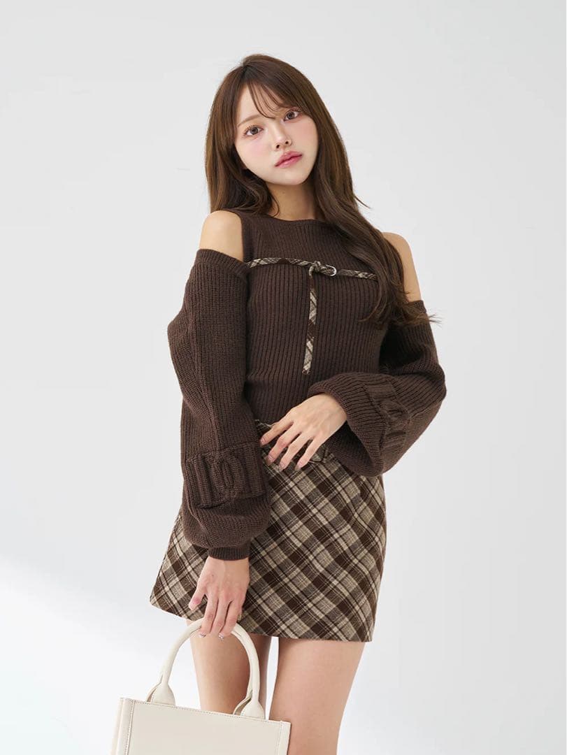 ダーリッチ ドッキングミドルウエストニットミニワンピース FL SIZE Darich