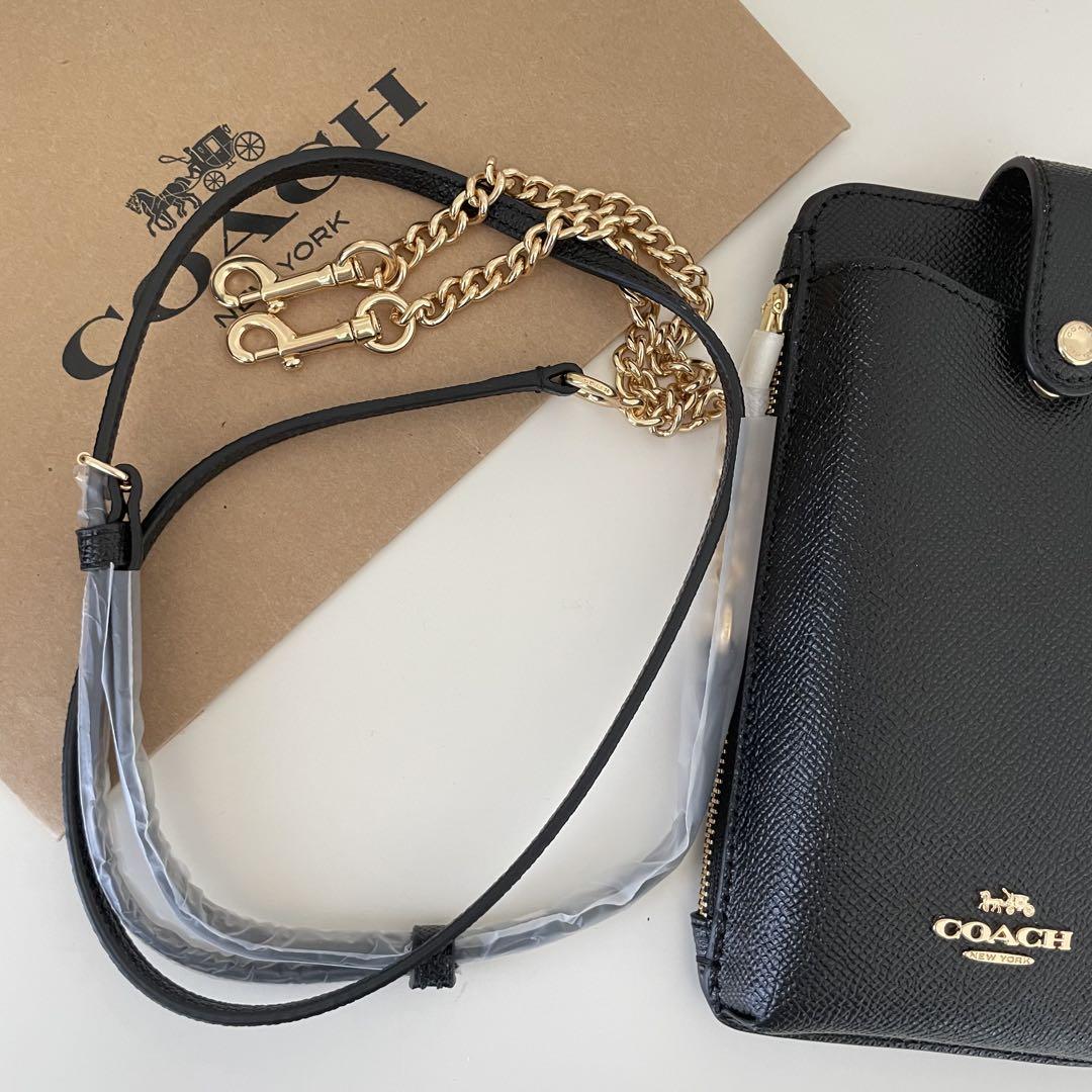 COACH コーチ　スマホケース　ショルダーバッグ　財布　ブラック　黒色