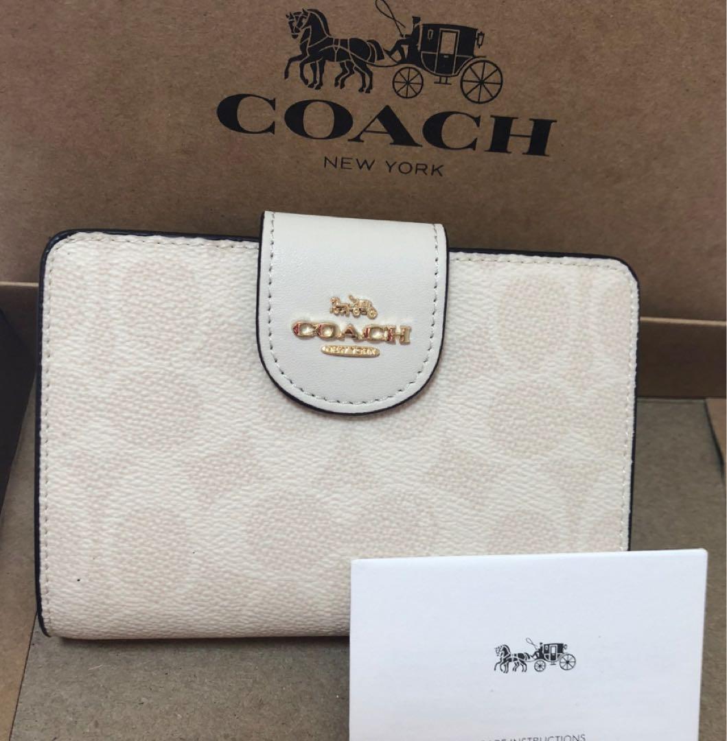 COACH コーチ 折り財布 シグネチャー チョーク ホワイト 白色二つ折り財布