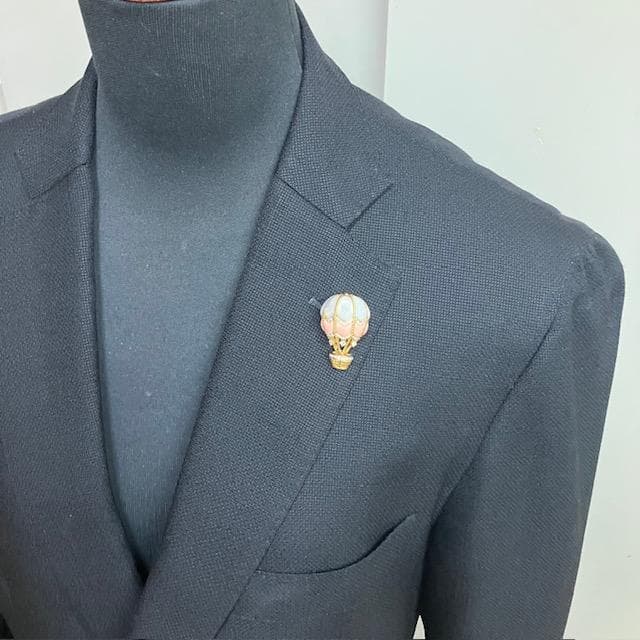 珊瑚とダイヤの気球型ブローチペンダント