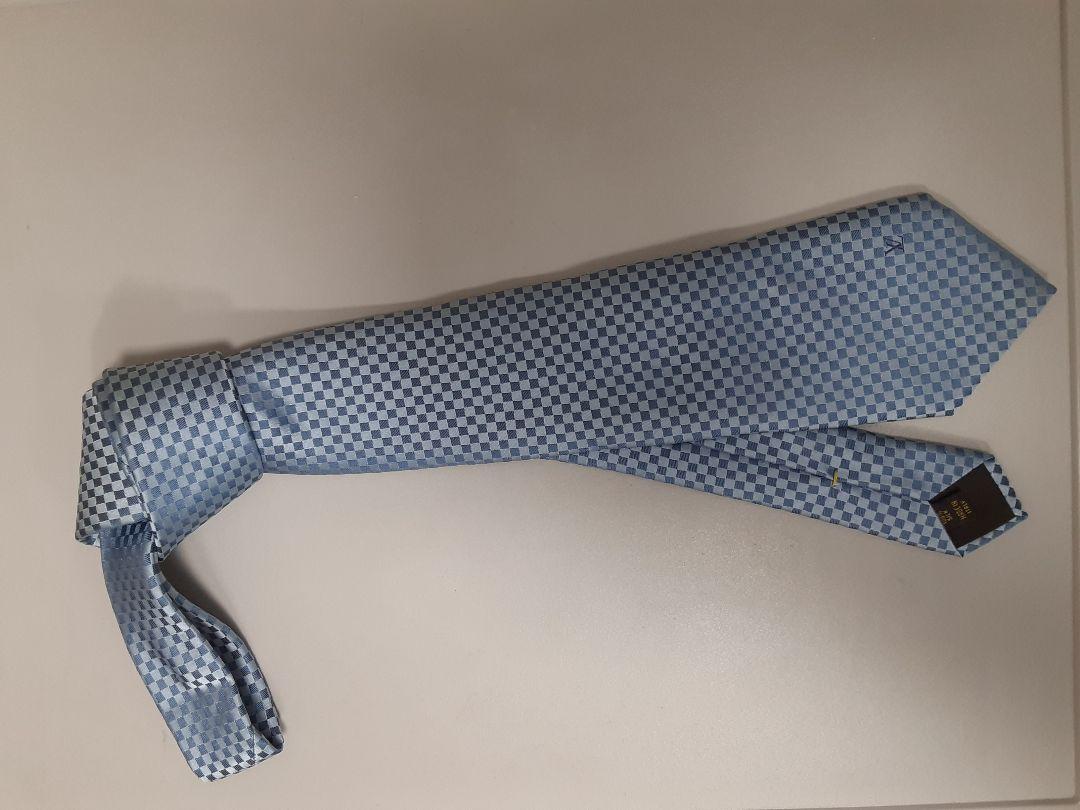【美品】Louis Vuitton 青 チェック柄 ネクタイ