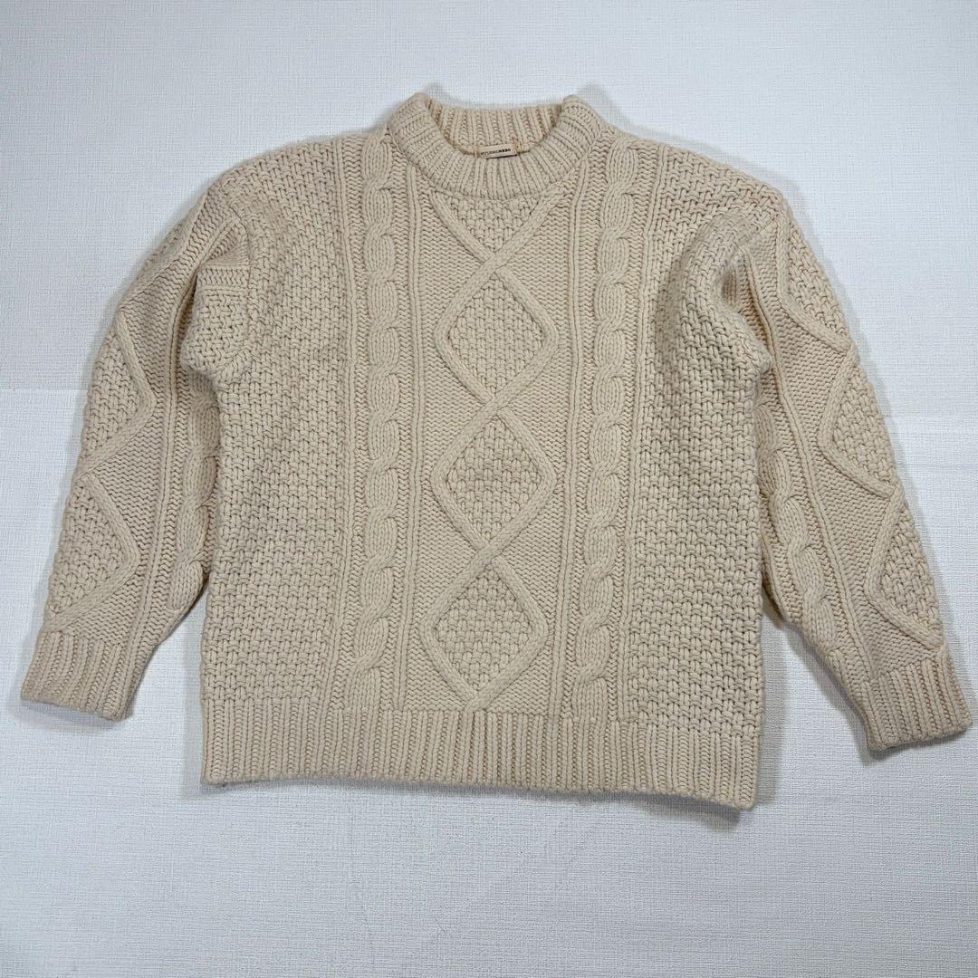 N*n様 studio r330ニット Unisex Cable Knit Sweater Light Brown