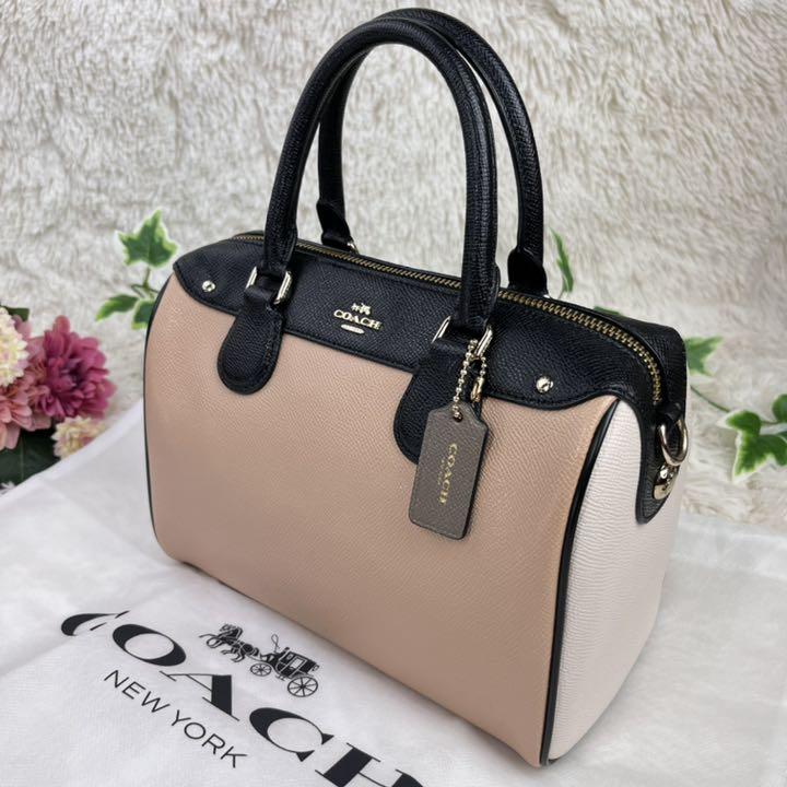ございます ✨レア✨コーチ ベージュ 2way ショルダー xKyAo-m24513561493 ミニベネット カラーブロック ┧ハンドバッ