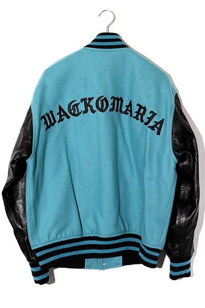 24SS ワコマリア カウハイド レザーバーシティジャケット エメラルド