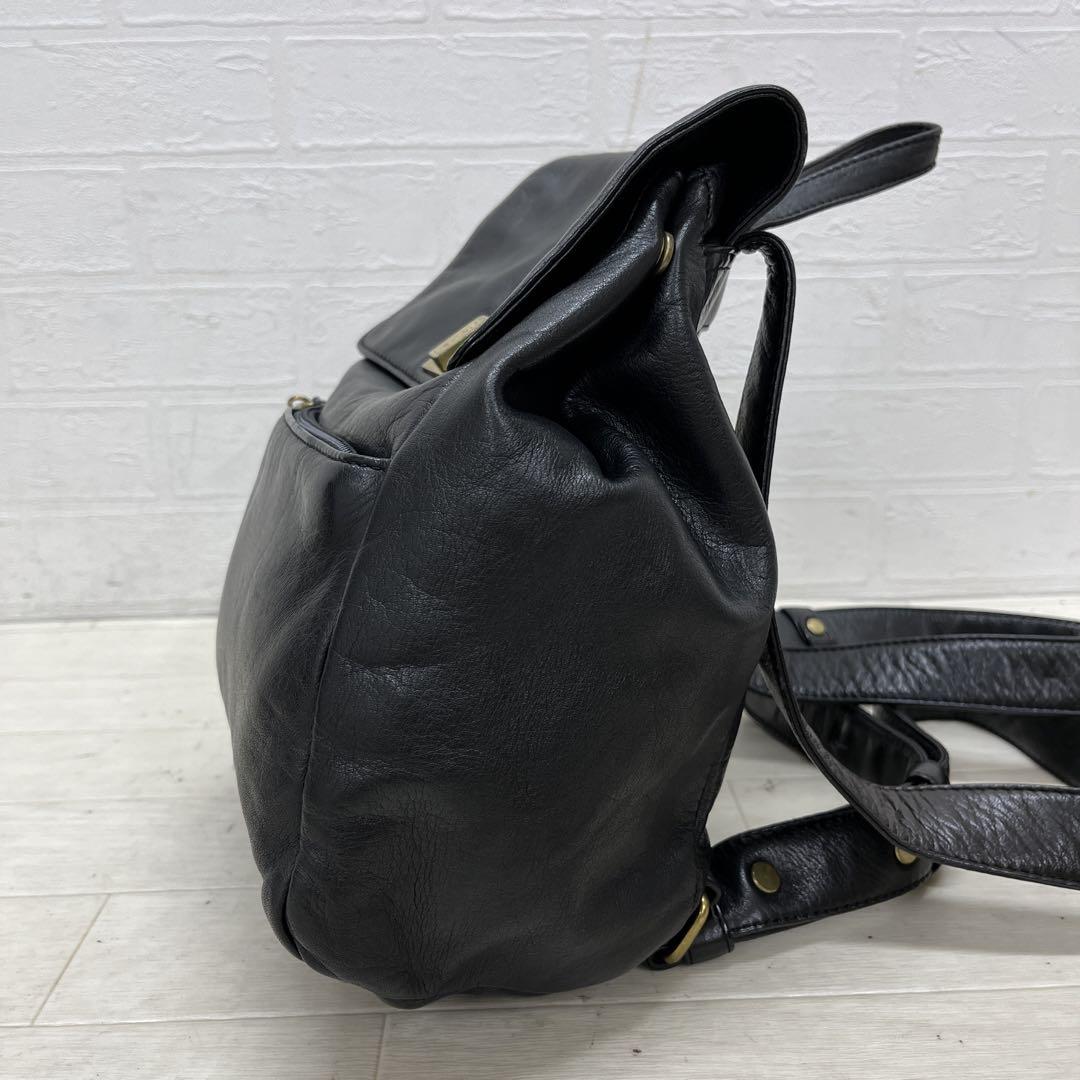か7☆ DKNY リュック バックパック ターンロック レザー ブラック