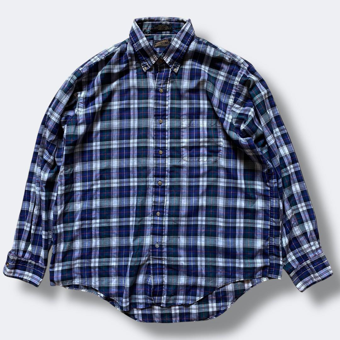 90\'s ビンテージ 古着 エディバウアー チェックシャツ 80\'s 黒タグ