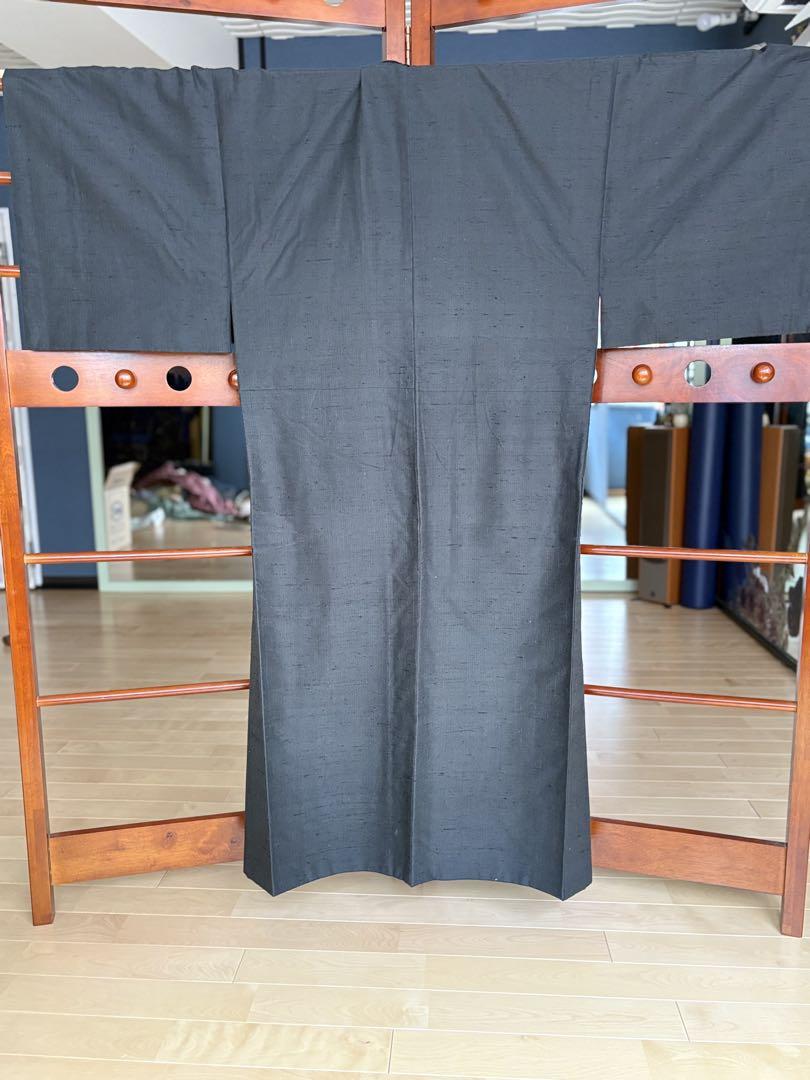 黒系の着物紬　紳士アンサンブル