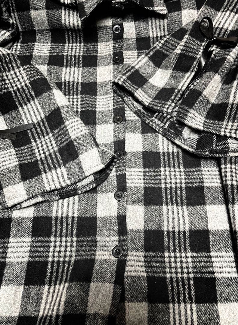 BUY I FAN 異素材変形ランダムフリルチェックロングワンピース大きいサイズ BUY I FAN 異素材変形ランダムフリルチェックロングワンピース大きいサイズ