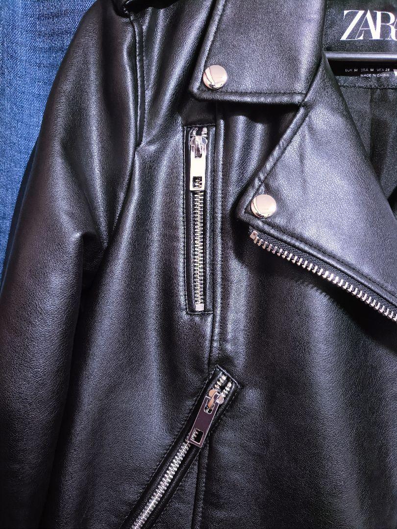 新品 ZARA ザラ ダブルライダースジャケット フェイクレザー ブラック　Ｍ