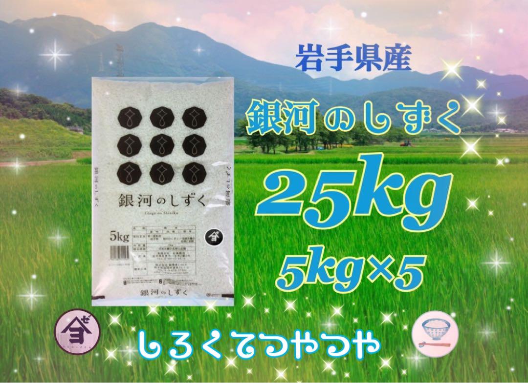お米　精米【岩手県産銀河のしずく25kg】5kg×5 6年連続特A！