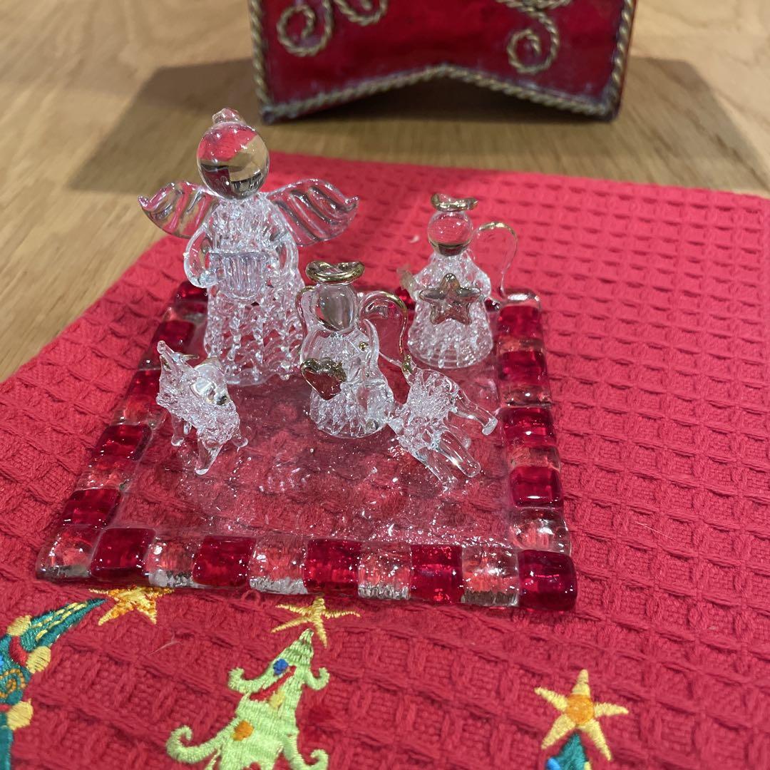 ガラス製クリスマス装飾フィギュアセット