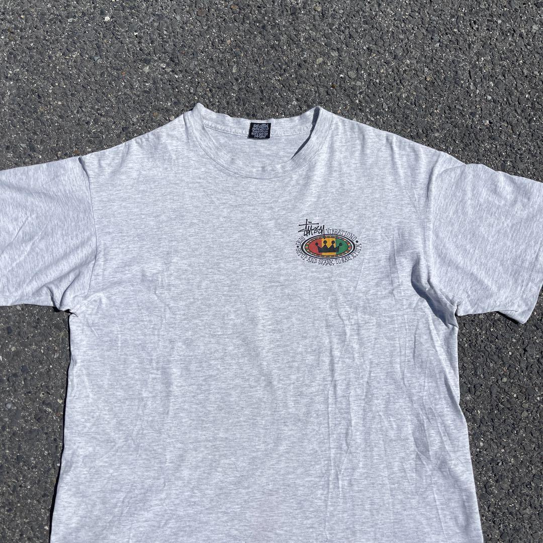 【超幻級】old stussy黒タグ80s ビンテージTシャツ　ラスタ　クラウン
