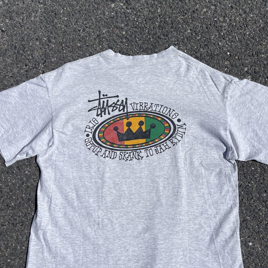 【超幻級】old stussy黒タグ80s ビンテージTシャツ　ラスタ　クラウン
