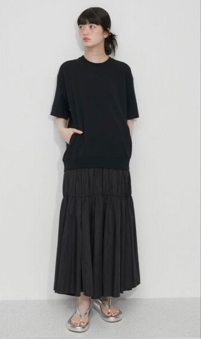 ADAM ET ROPE【洗える】ミニ裏毛Tシャツドッキングワンピース