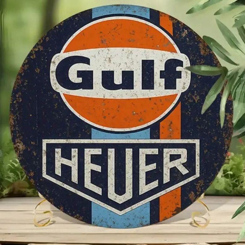ガルフオイル ホイヤー Gulf HEUER ブリキ看板 アメリカン雑貨