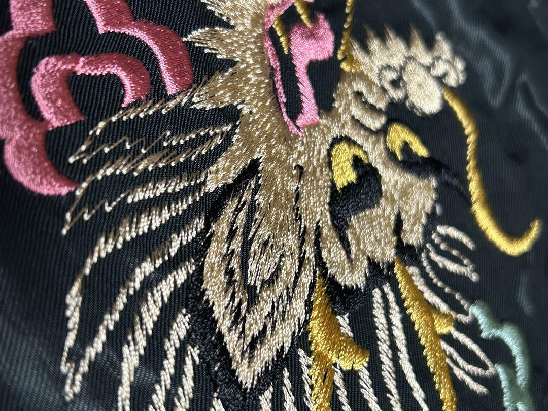東洋スカジャン ドラゴン刺繍 赤黒金