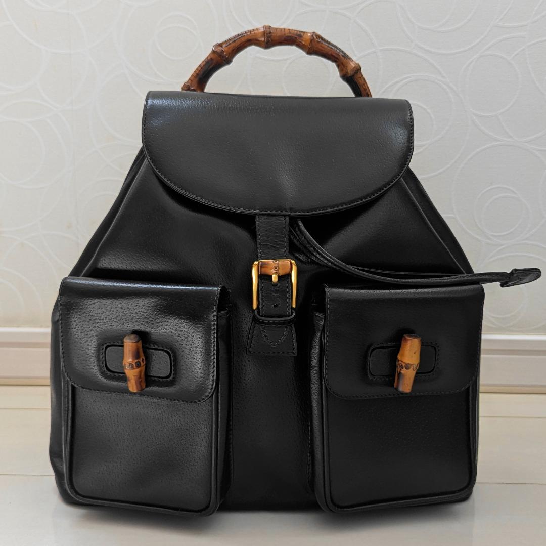 GUCCI グッチ バンブー リュック レザー 黒（グッチ収納袋付き）