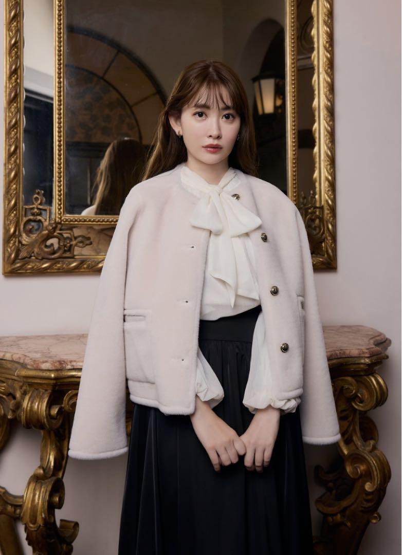 ジャケット・アウター Lausanne Wool Short Coat Herlipto S Lausanne Wool Short Coat（ノーカラーコート）｜Her lip to