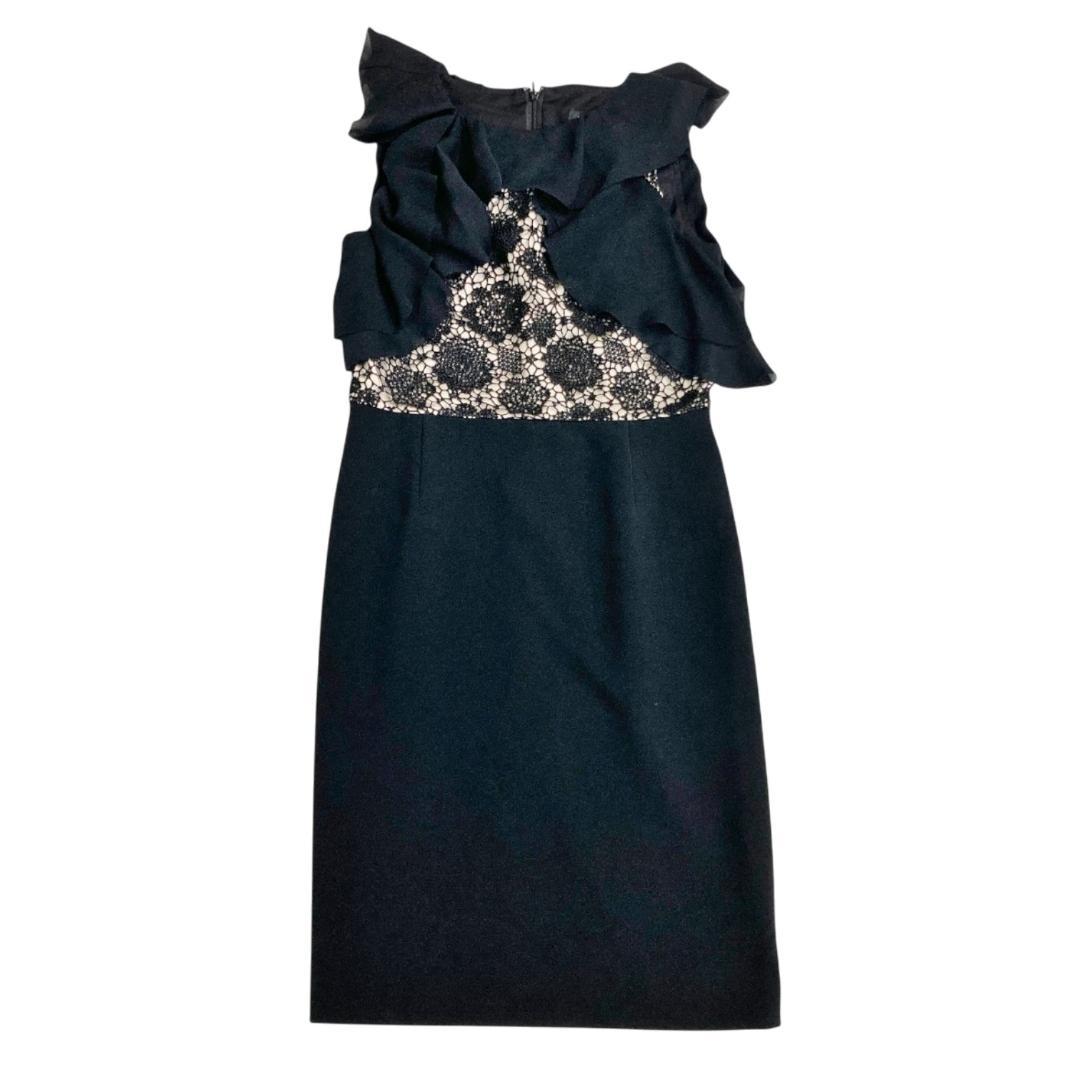 花柄 レース刺繍 フリル EPOCA エポカ ワンピース 40 M 黒 ドレスM Epoca