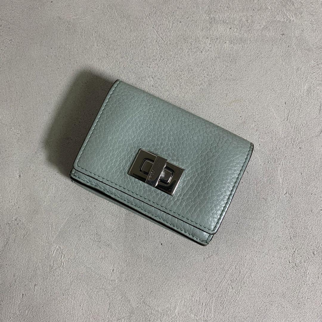 FENDI フェンディ コンパクトウォレット 三つ折り財布 パステルグリーン