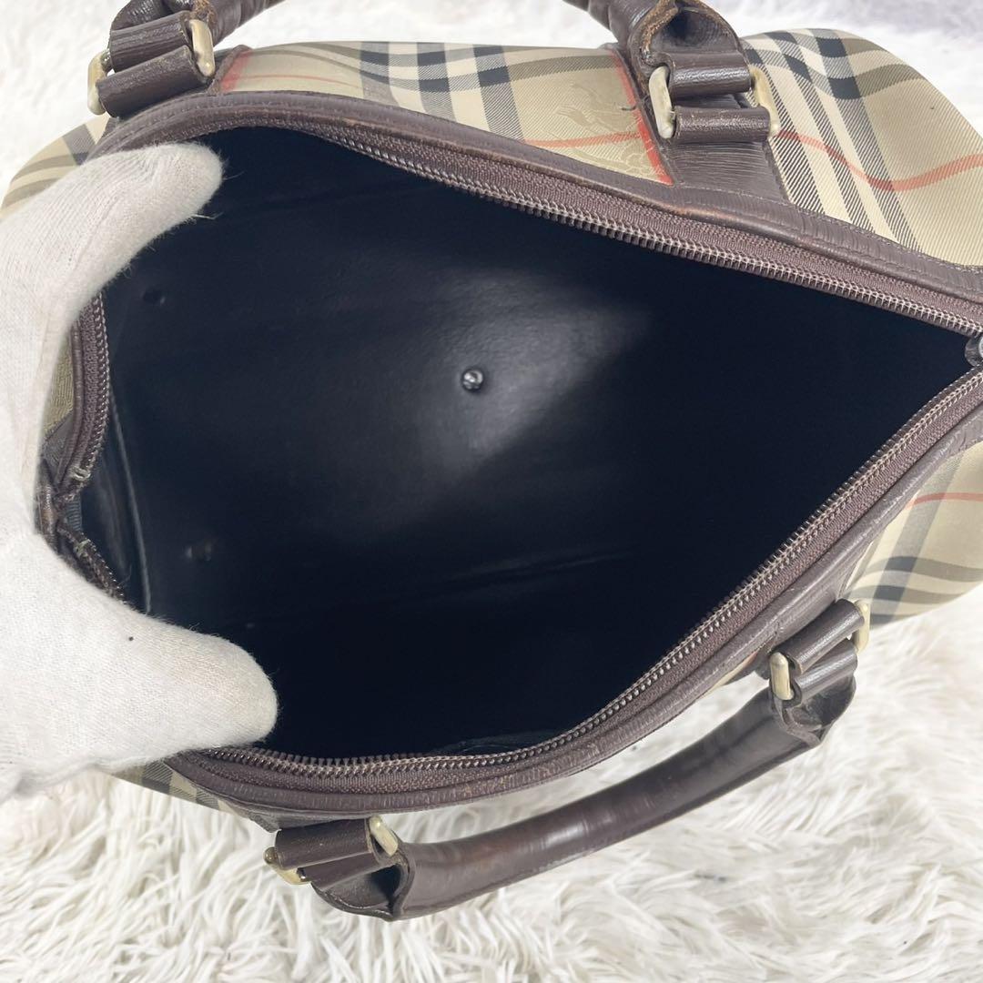 美品 BURBERRY キャンバス トートバッグ ノバチェック 茶 ボストン