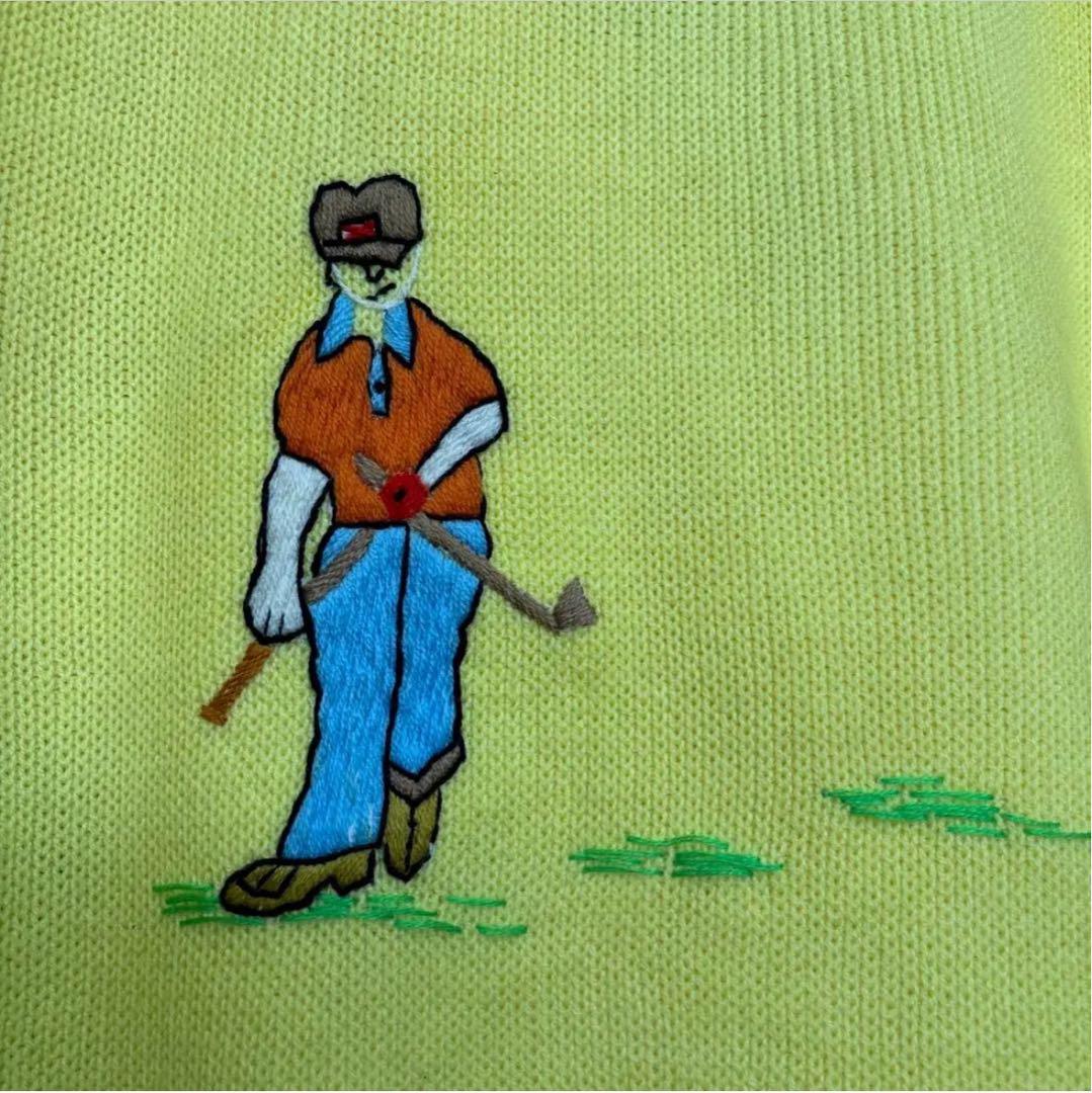 古着 70s ゴルフ刺繍 カーディガン イエローカラー - メルカリ