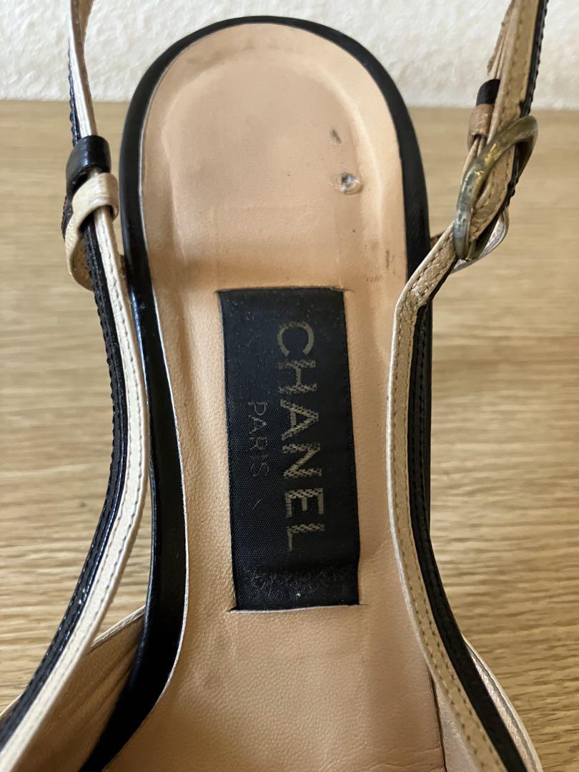 適切な価格 CHANEL シャネル ヒール交換済み サイズ6 サンダル ベージュ 黒 靴