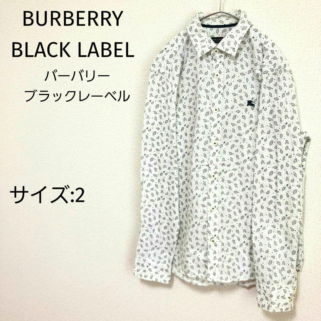 [美品]BURBERRY BLACK LABEL シャツ 総柄 ホワイト 2