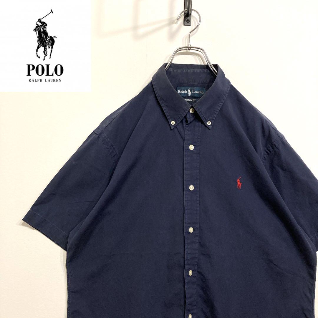 超人気❗️ラルフローレン　ワンポイントロゴシャツ　L 90s刺繍古着希少レア半袖
