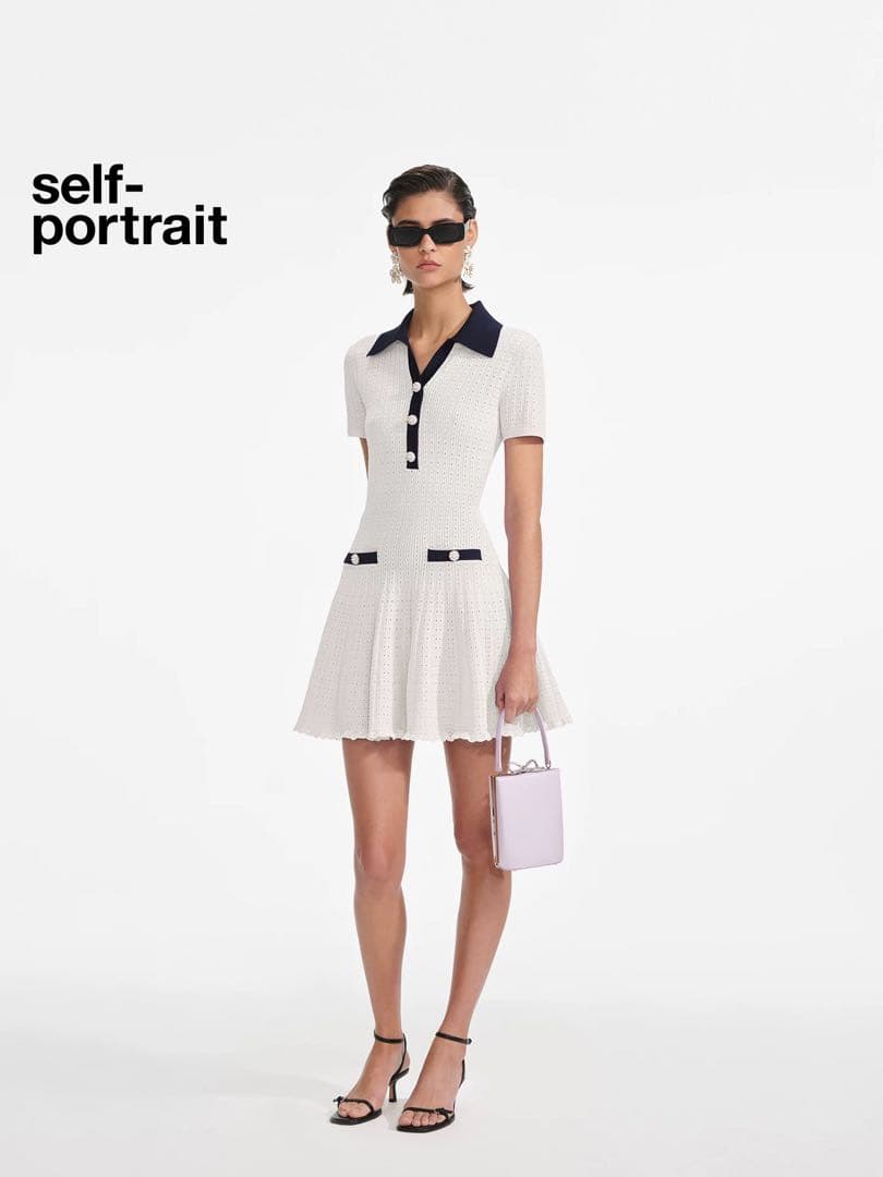 ✳️人気新作 新品SelfPortrait 紫ニット　ミニワンピース